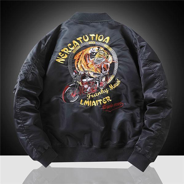 スカジャン ミリタリージャケット メンズ ライダースジャケット バイクジャケット 春秋 ジャケット 刺繍 虎 ビター系 お兄系 カッコイイ | ブランド登録なし | 05