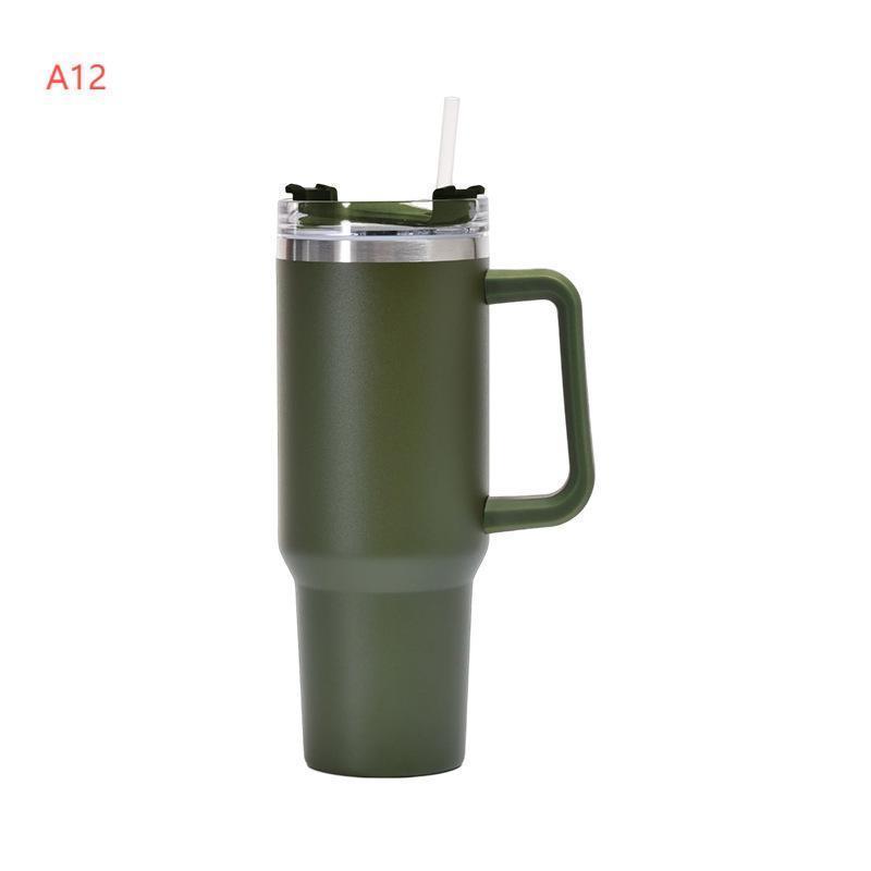 タンブラー 水筒 ストロー付き 1200ml 304 蓋付き ストロー付き 大容量 真空断熱 保温 保冷 水筒 直飲み 二重構造 コーヒーカップ 旅行 | ブランド登録なし | 12