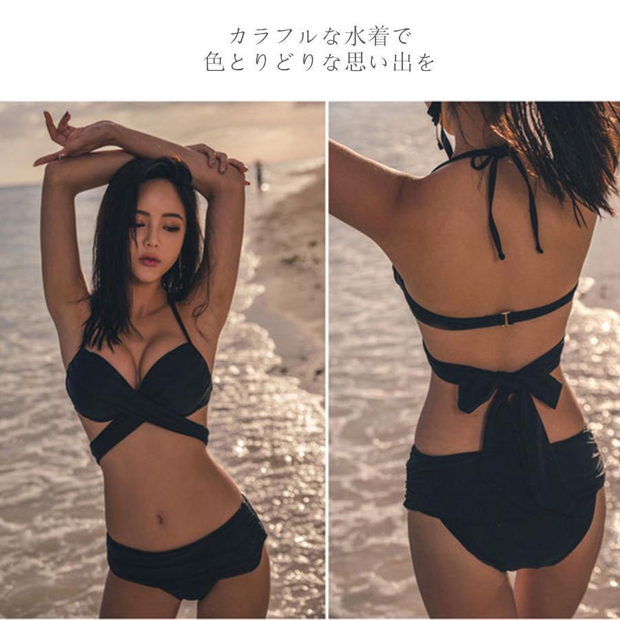 水着 レディース ビキニ 2点セット 水着体型カバー ノンワイヤー リボン ホルターネック セパレート 海水浴 温泉 ビーチ 大人 おしゃれ | ブランド登録なし | 02