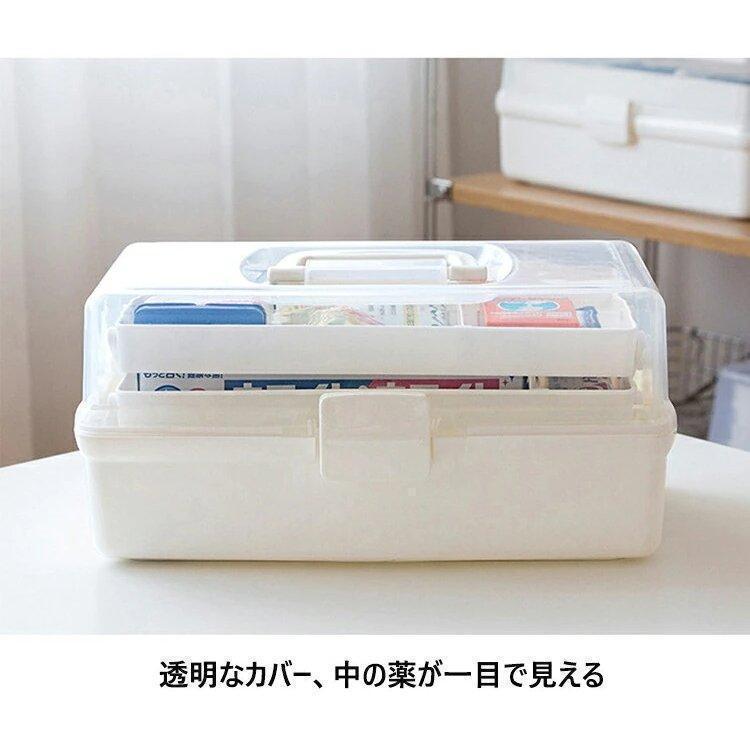 Lサイズ 救急箱 薬箱 裁縫箱 3層折り畳み式 大容量 多機能収納ケース 透明 家庭用 薬入れ収納箱 | ブランド登録なし | 02