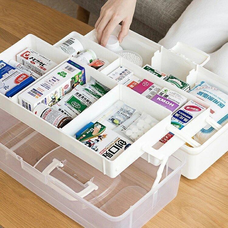 Lサイズ 救急箱 薬箱 裁縫箱 3層折り畳み式 大容量 多機能収納ケース 透明 家庭用 薬入れ収納箱 | ブランド登録なし | 04