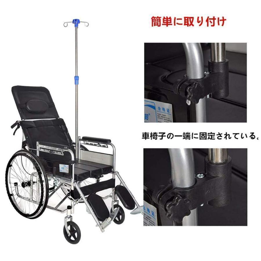 車椅子専用 点滴スタンド 点滴棒 シルバーカー用 歩行車用 ベッド用 高さ調節可能 横乗り 後方用 軽い 頑丈 耐用 スチール製 組立簡単 | ブランド登録なし | 03