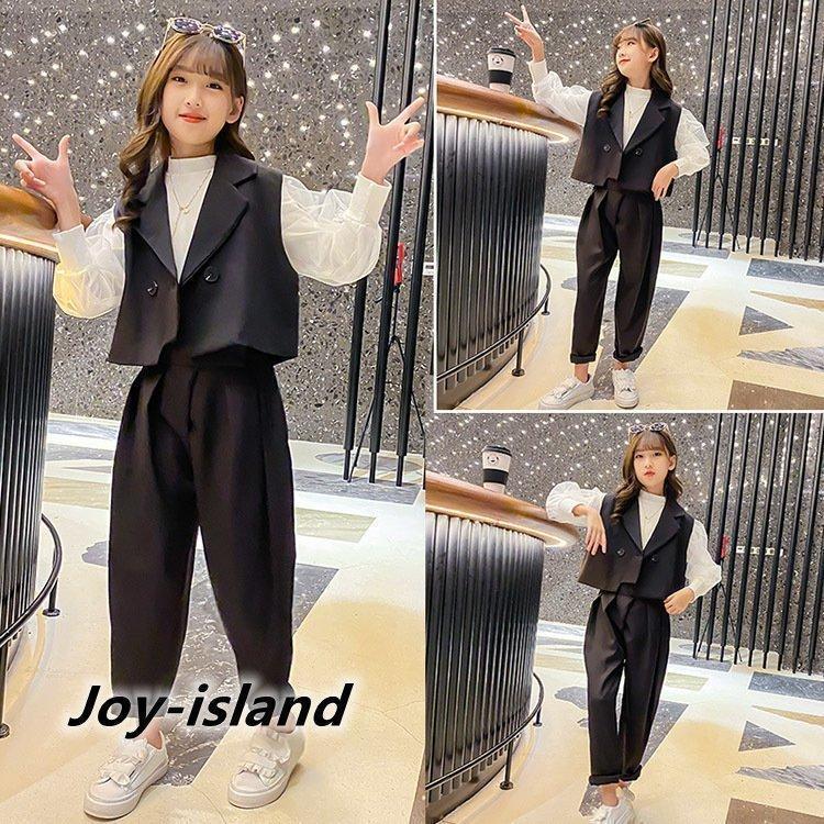 卒業式 入学式 パンツスーツ 女の子 スーツ フォーマル ブラウス 子供服パンツ パンツスーツ セットアップ ブラック カーキ ブルー | ブランド登録なし | 01