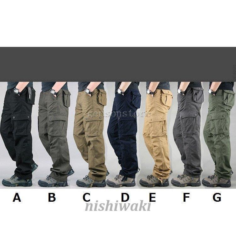 カーゴパンツ メンズ ワイド 大きいサイズ ゆったり 作業着 太め ミリタリー ワークパンツ 6ポケット 春秋 カジュアル ミリタリーパンツ | ブランド登録なし | 01