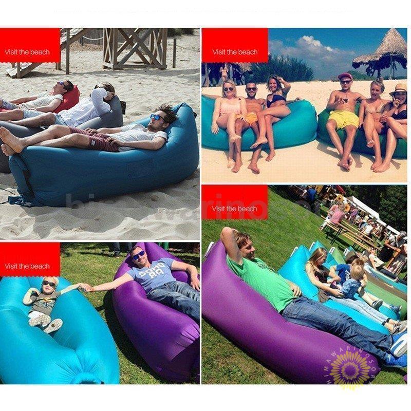 エアーベッド エアソファー 空気入れ不要 どこでも使える BIG 折りたたみ エアーソファ 収納ポーチ付 ポータブル式 アウトドア寝具 |  | 01