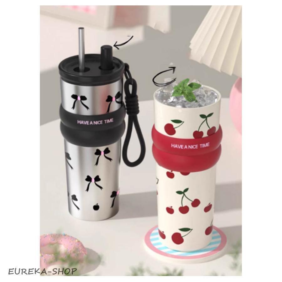 710ml タンブラー セラミック 二重構造 真空 セラミックタンブラー 蓋付き ストロー付き 炭酸 保冷 耐熱 保温 携帯 持ち運び コーヒーカ | ブランド登録なし | 10