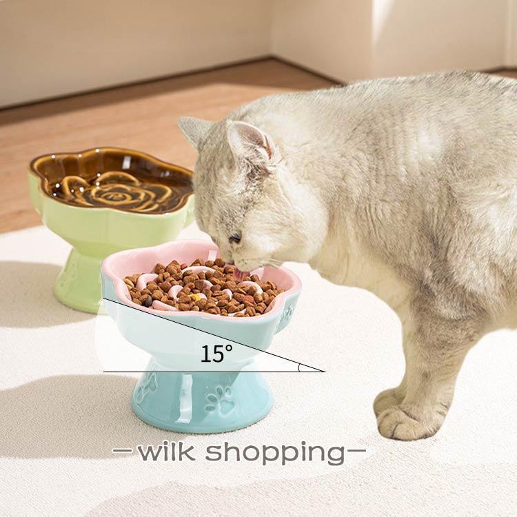 食器 犬用 猫用 フードボウル 早食い防止 陶器 餌皿 餌入れ 脚付き 15°傾斜 エサ皿 ペット用 過食防止 ペットボウル スローフード エサ入れ | ブランド登録なし | 01