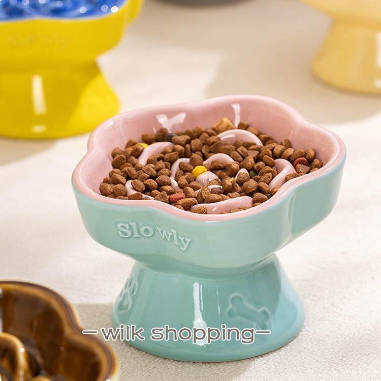 食器 犬用 猫用 フードボウル 早食い防止 陶器 餌皿 餌入れ 脚付き 15°傾斜 エサ皿 ペット用 過食防止 ペットボウル スローフード エサ入れ | ブランド登録なし | 02