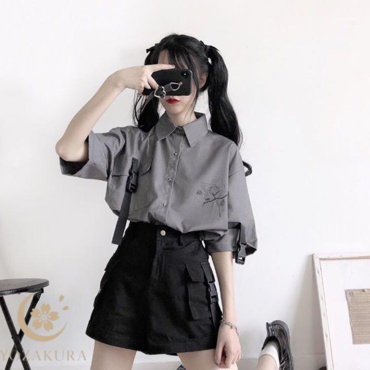 セットアップ 春 サブカル 半袖シャツ 地雷系 薄手 レディース パンツ ス かわいい サブカル ブラウス 服 量産型 ゆったり 秋 夏 可愛い | ブランド登録なし | 02