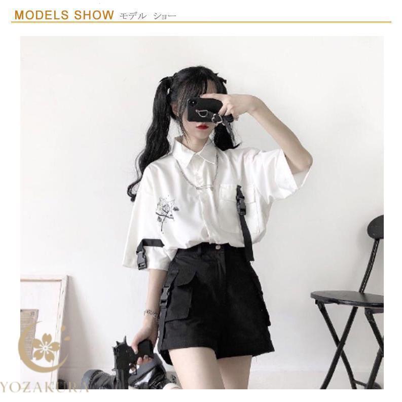 セットアップ 春 サブカル 半袖シャツ 地雷系 薄手 レディース パンツ ス かわいい サブカル ブラウス 服 量産型 ゆったり 秋 夏 可愛い | ブランド登録なし | 07
