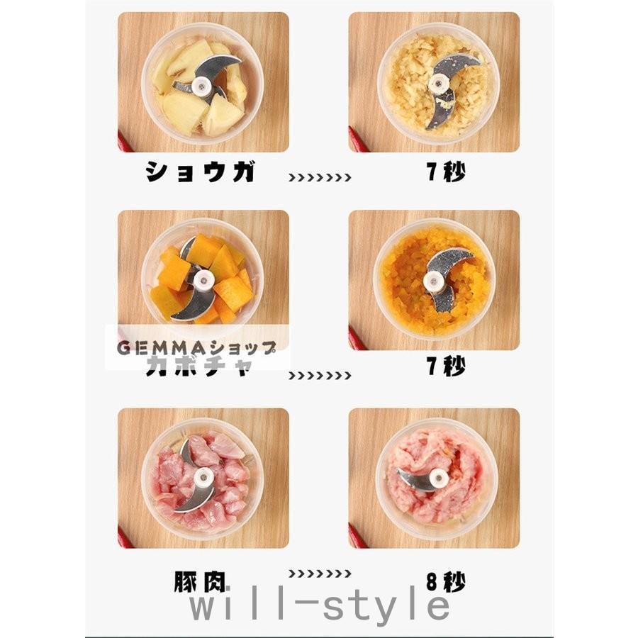 電動 フードプロセッサー みじん切り チョッパー フードカッター 洗いやすいガラス キッチン雑貨 野菜 肉 くだもの カッター 家庭用 300ML | ブランド登録なし | 02