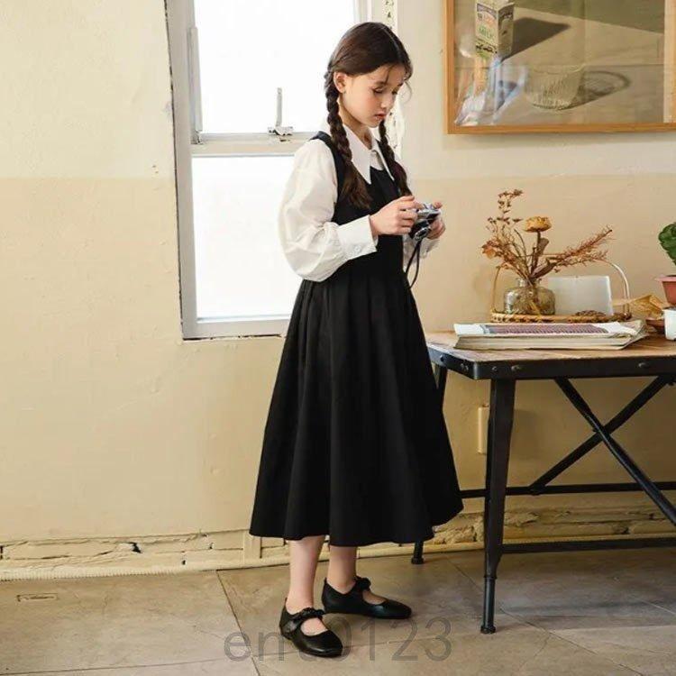子供服 女の子 フォーマル セットアップ ジャンパースカート シャツ 長袖 キッズ ワンピース スーツ 小学生 中学校 通学 冠婚葬祭 喪服 結婚式 | ブランド登録なし | 03