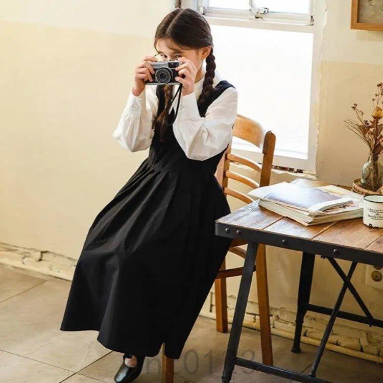 子供服 女の子 フォーマル セットアップ ジャンパースカート シャツ 長袖 キッズ ワンピース スーツ 小学生 中学校 通学 冠婚葬祭 喪服 結婚式 | ブランド登録なし | 09