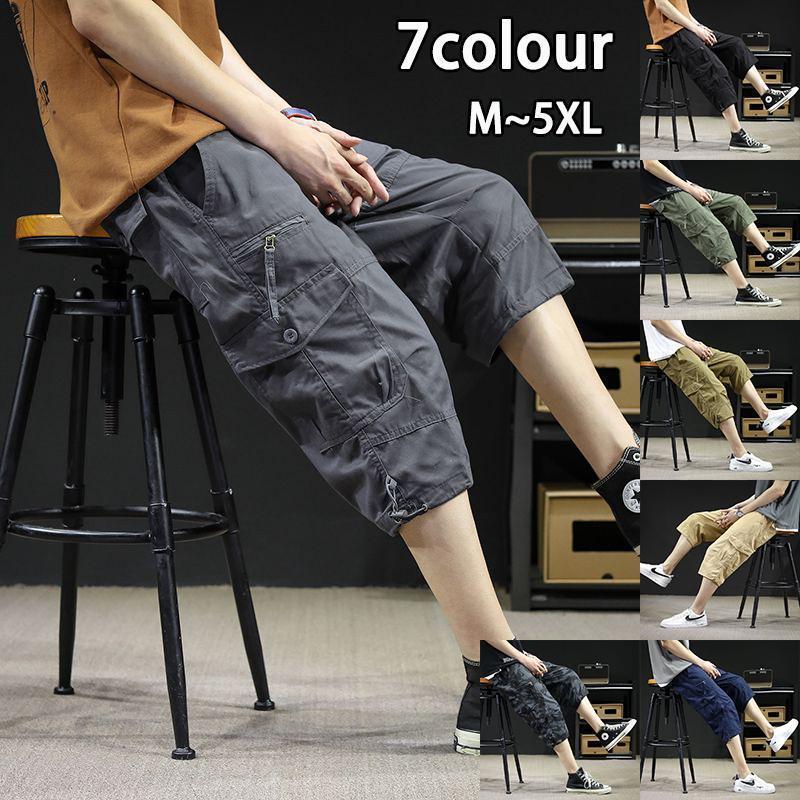 七分丈 ショートパンツ 綿 七分丈ズボン カーゴパンツ 大きい メンズ涼しい七分シャツ クロップド パンツ 7分丈パンツ パンツルック 父の日 | ブランド登録なし