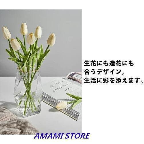 花瓶 おしゃれ フラワーベース インテリア ガラス 大きい 韓国 ガラスの花器 高さ２８cm ダイヤ 大型 オシャレ 透明 ゴールド 大きめ 硝子 大 |  | 02