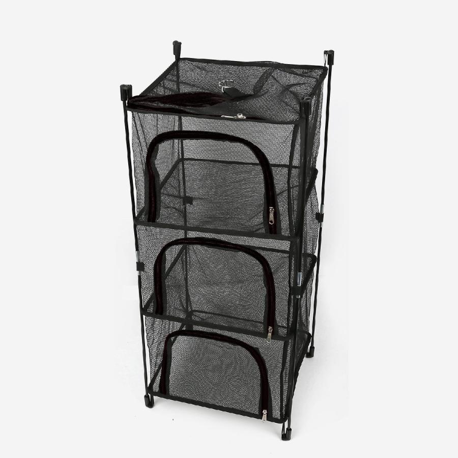 折り畳み式 乾燥 ネット ドライネット アウトドア用品 メッシュ ラック 4段 4層 吊り下げ ハンギング 独立 2WAY キャンプ バーベキュー BBQ | ブランド登録なし | 02