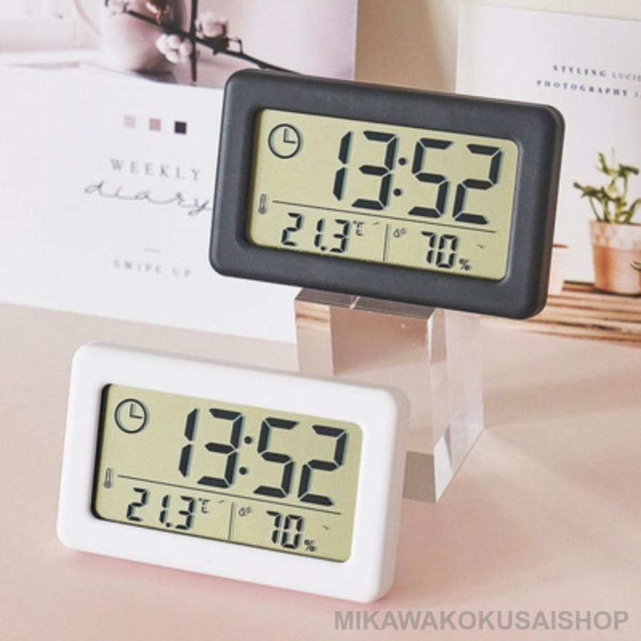 デジタル置き時計 デジタル置時計 電池 置時計 デジタル 薄型 黒 小型 白 湿度 四角 静か 温度 無音 秒針 ミニ 小さめ 小さい | ブランド登録なし | 07