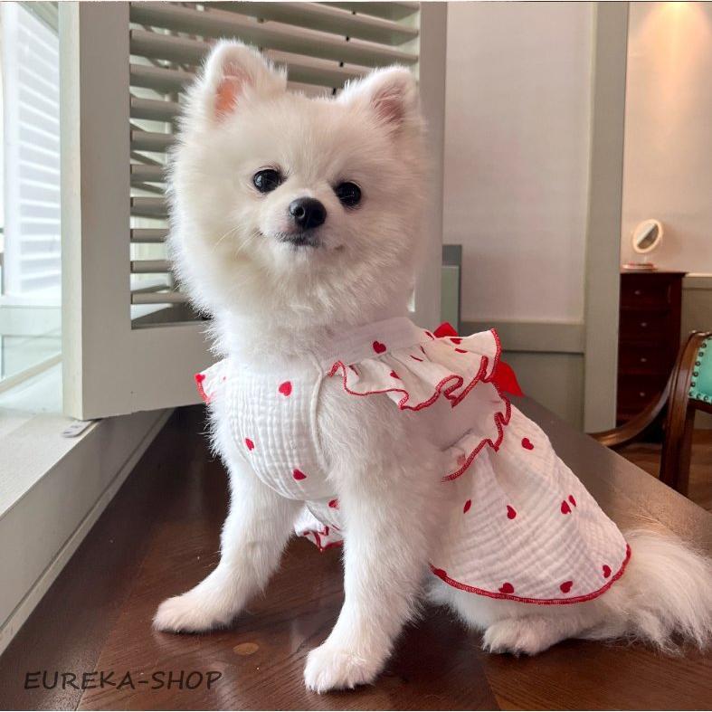 犬　犬服 夏服　夏新作　犬服 犬用洋服ペット服猫服　可愛いオシャレドット柄レース付きワンピース　女の子インスタ映え抜け毛防止　お散歩ウエ | ブランド登録なし | 11