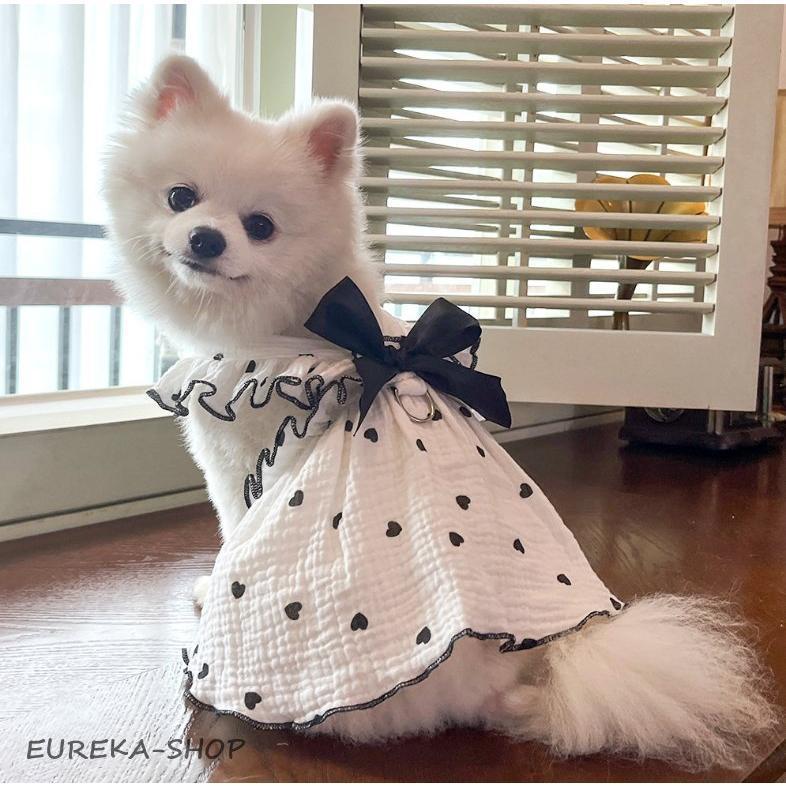 犬　犬服 夏服　夏新作　犬服 犬用洋服ペット服猫服　可愛いオシャレドット柄レース付きワンピース　女の子インスタ映え抜け毛防止　お散歩ウエ | ブランド登録なし | 14