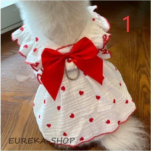 犬　犬服 夏服　夏新作　犬服 犬用洋服ペット服猫服　可愛いオシャレドット柄レース付きワンピース　女の子インスタ映え抜け毛防止　お散歩ウエ | ブランド登録なし | 01