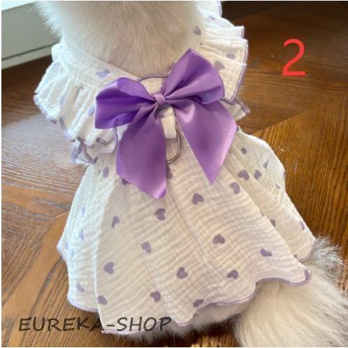 犬　犬服 夏服　夏新作　犬服 犬用洋服ペット服猫服　可愛いオシャレドット柄レース付きワンピース　女の子インスタ映え抜け毛防止　お散歩ウエ | ブランド登録なし | 02