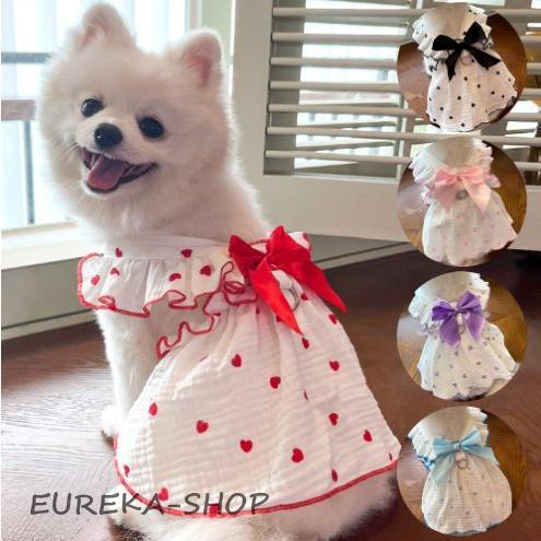 犬　犬服 夏服　夏新作　犬服 犬用洋服ペット服猫服　可愛いオシャレドット柄レース付きワンピース　女の子インスタ映え抜け毛防止　お散歩ウエ | ブランド登録なし | 07