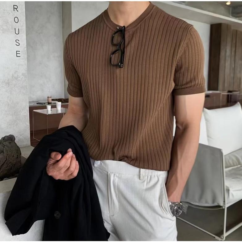 サマーニット メンズ ニット 半袖 Tシャツ 無地 サマーセーター 冷感 カットソー 夏 トップス メンズファッション | ブランド登録なし | 06