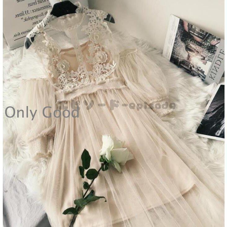 パーティードレス ミモレ丈 袖あり 結婚式 ワンピース レースワンピース 二次会 バルーン袖 演奏会 発表会 シースルー 20代 30代 40代 50代 ロングドレス | ブランド登録なし | 02