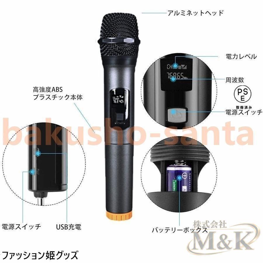 ワイヤレスマイク カラオケ 2本セット カラオケ/パーティー/ステージ ダイナミックマイク ミニレシーバ付き ハンドヘルド型 無線 | ブランド登録なし | 03