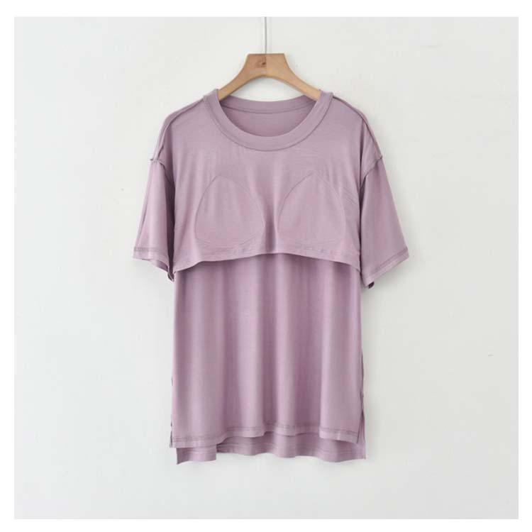カップ付きインナース 半袖 締め付けない カップ付きTシャツ ブラ カップ付き パット付き レディース ラウンドネック 半袖Tシャツ アン | ブランド登録なし | 11