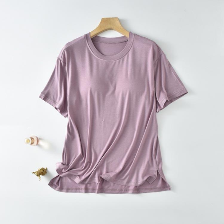 カップ付きインナース 半袖 締め付けない カップ付きTシャツ ブラ カップ付き パット付き レディース ラウンドネック 半袖Tシャツ アン | ブランド登録なし | 02