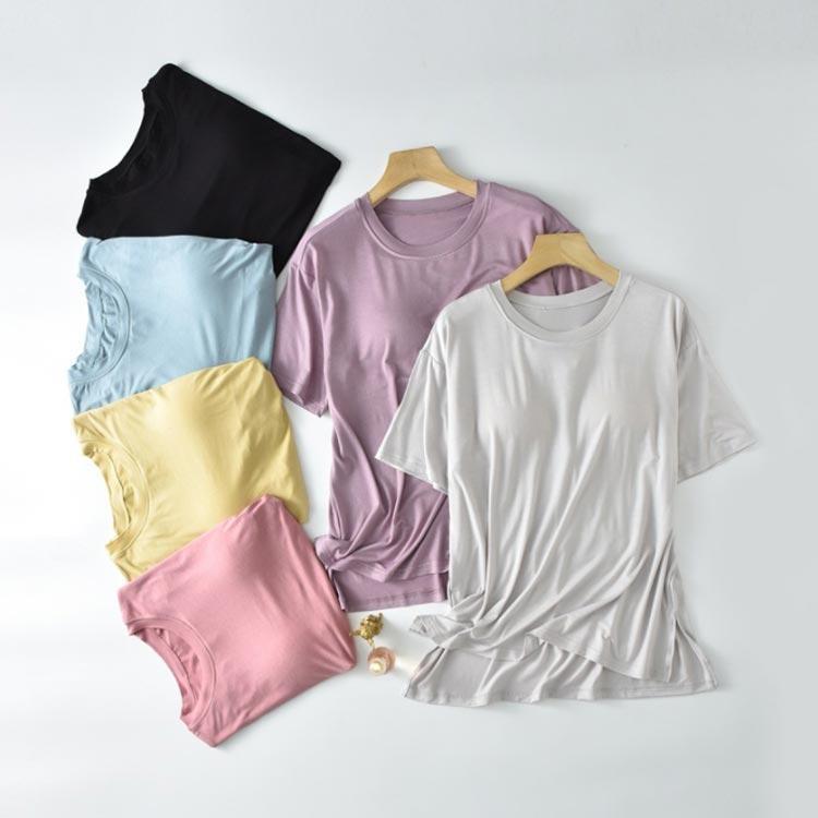 カップ付きインナース 半袖 締め付けない カップ付きTシャツ ブラ カップ付き パット付き レディース ラウンドネック 半袖Tシャツ アン | ブランド登録なし | 04