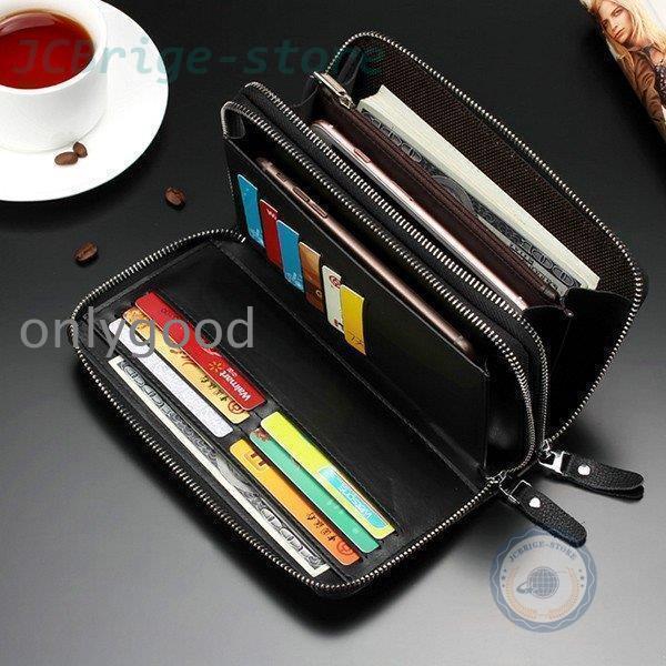 財布 メンズ 長財布 ラウンドファスナー 本革 大容量 ダブルジップ 多機能 ウォレット ストラップ シンプル 通勤 | ブランド登録なし | 09