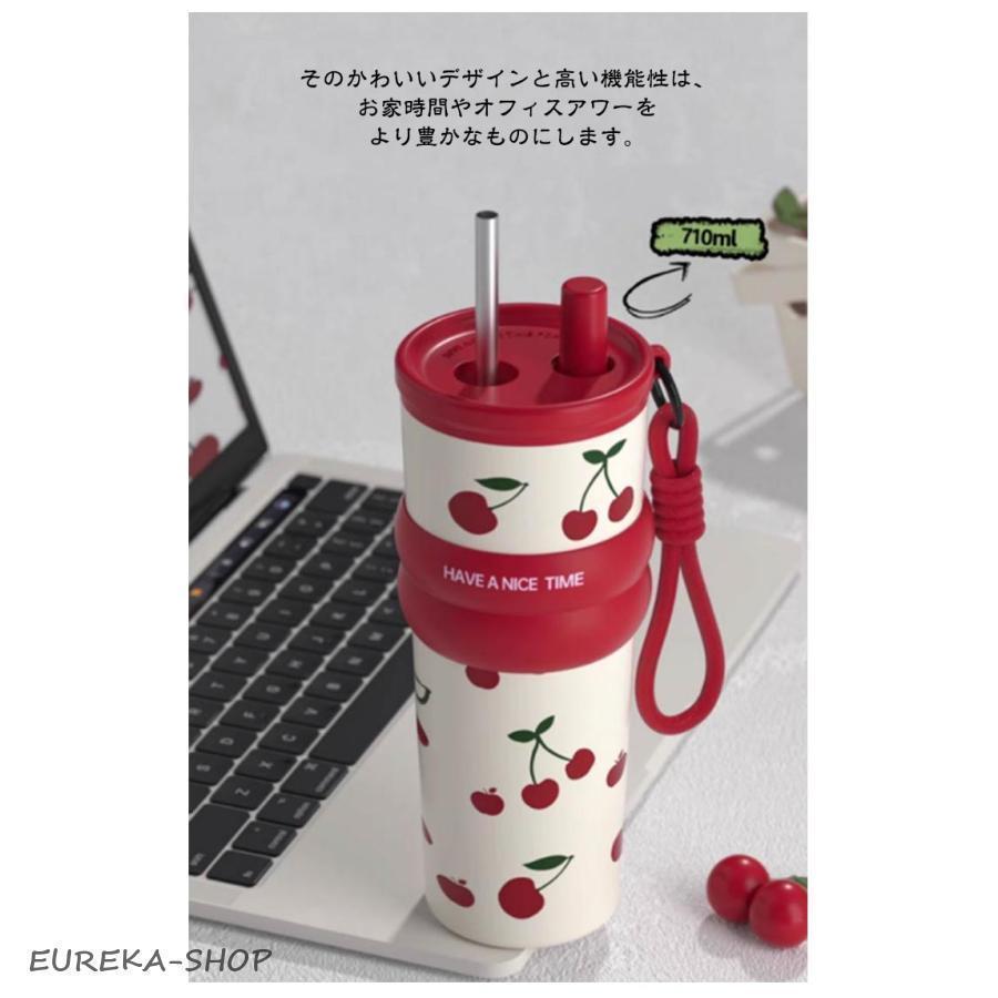 710ml タンブラー セラミック 二重構造 真空 セラミックタンブラー 蓋付き ストロー付き 炭酸 保冷 耐熱 保温 携帯 持ち運び コーヒーカ | ブランド登録なし | 12