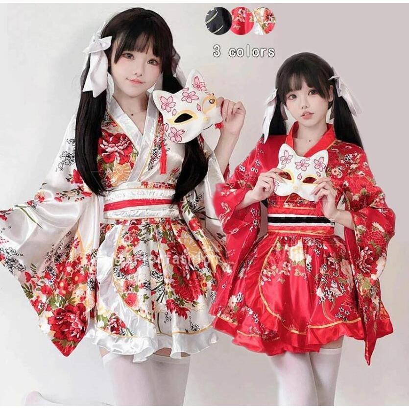 ハロウィン コスプレ 和服 着物 コスプレ 花魁 袴風 衣装 和風 ミニドレス 和装 レディース コスプレ衣装 コスチューム ダンス 舞台 ステージ | ブランド登録なし