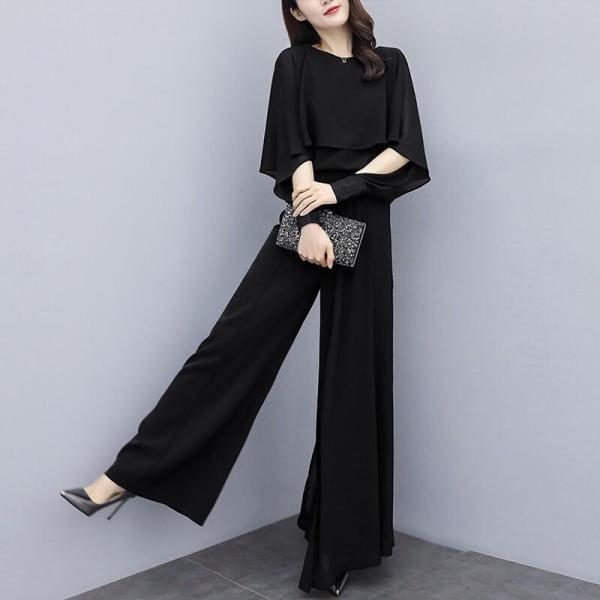 パンツスーツ パンツドレス レディース セレモニースーツ 春夏秋 ママスーツ入学式 卒業式 結婚式 七五三 ワイドパンツ 体型カバー 大きいサイズ | ブランド登録なし | 01