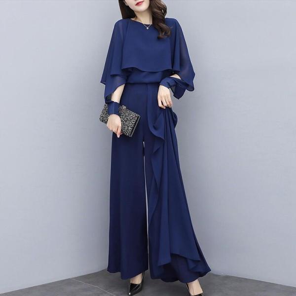パンツスーツ パンツドレス レディース セレモニースーツ 春夏秋 ママスーツ入学式 卒業式 結婚式 七五三 ワイドパンツ 体型カバー 大きいサイズ | ブランド登録なし | 02