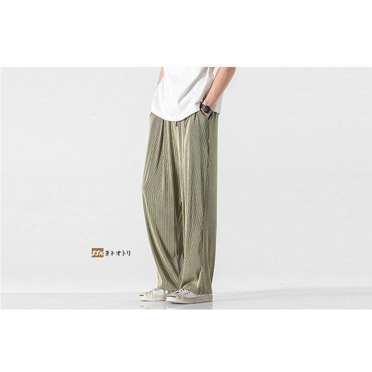 涼しいズボン メンズ ワイドパンツ バギーパンツ 無地 プリーツ ロングパンツ 夏 メンズファッション | ブランド登録なし | 18