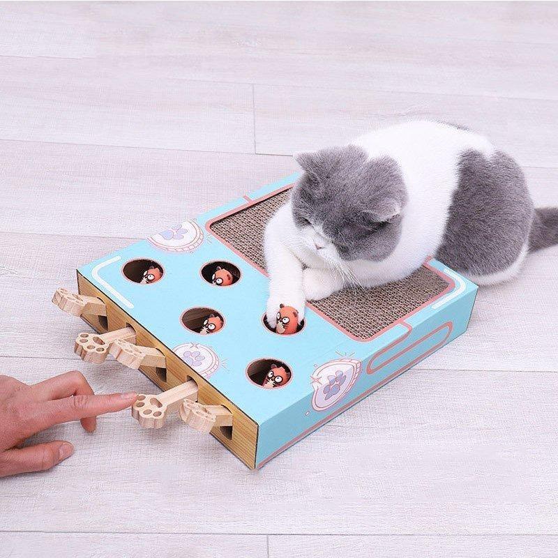猫おもちゃ ネズミ 知育玩具 ネコ 猫じゃらし モグラ叩き 木製 運動不足 ストレス解消 お誕生日 プレゼント 木箱 興味 留守 楽しい 遊ぶ | ブランド登録なし