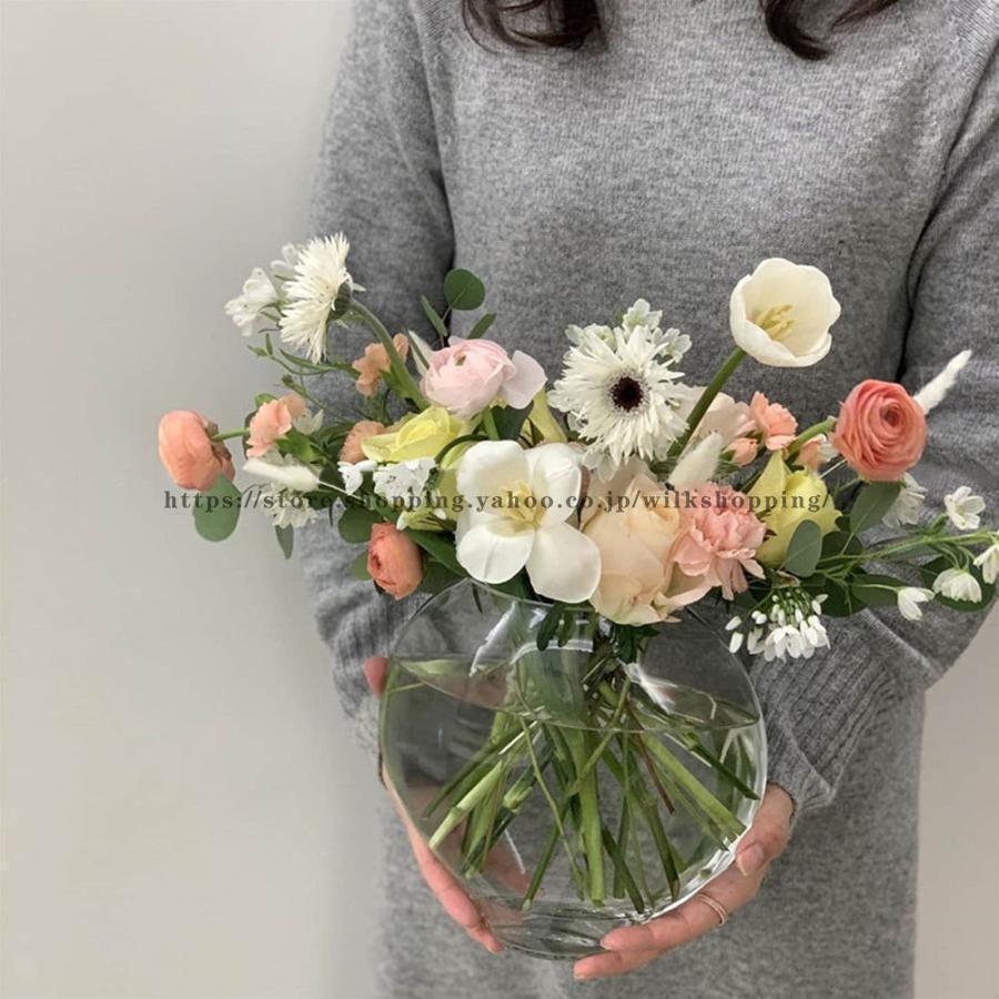 花瓶 おしゃれ ガラス 北欧 フラワーベース 円形 韓国 一輪挿し かわいい 可愛い インスタ映え 丸形 シンプル 北欧雑貨 花器 ガラス花瓶 大きい | ブランド登録なし | 03