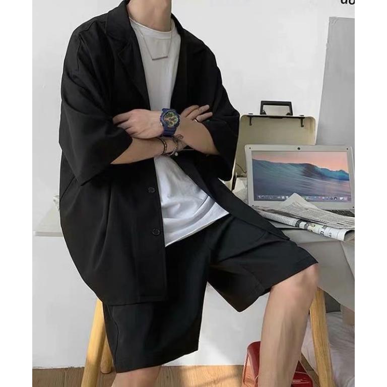 サマースーツ メンズ セットアップ ゆったり オシャレ テーラードジャケット ショートパンツ 上下セット ブレザー 半袖シャツ ハーフパンツ 短パン |  | 04