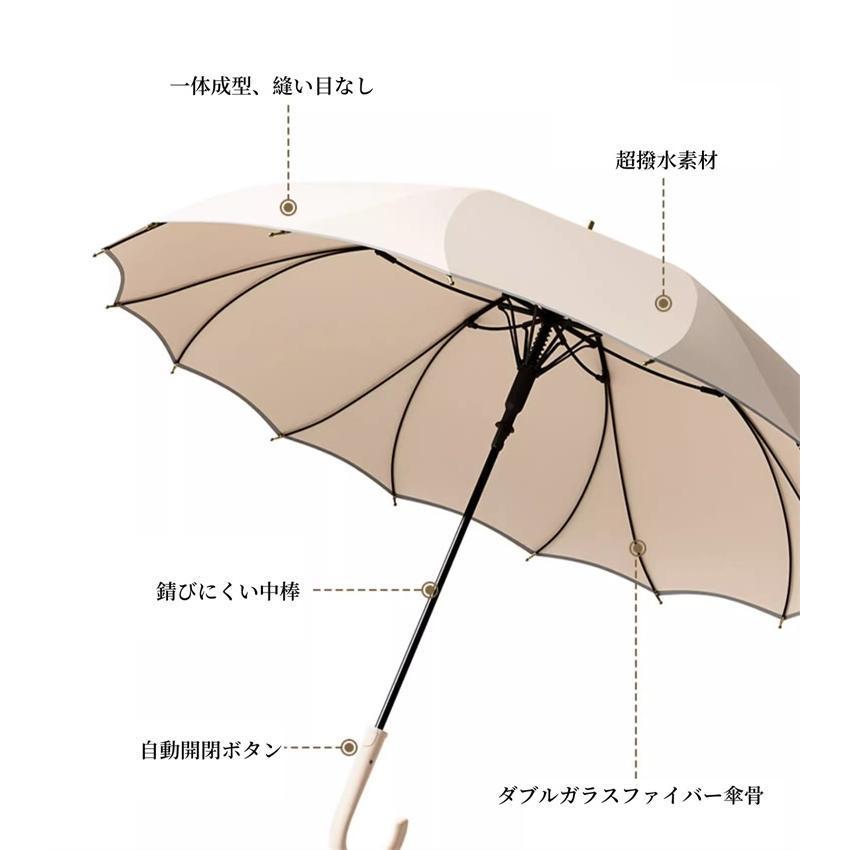 花びら傘 レディース 長傘 16本骨 桜骨 傘 雨傘 大きめ シームレス 軽量 かわいい おしゃれ きれいめ 無地 耐風 梅雨 | ブランド登録なし | 10