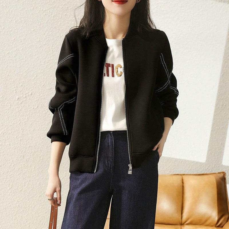 ブルゾン レディース 秋 秋服 アウター ノーカラー ジャケット ジャンパー 長袖 ビッグシルエット マウンテンパーカー ベーシック 運動着 おしゃれ | ブランド登録なし | 04