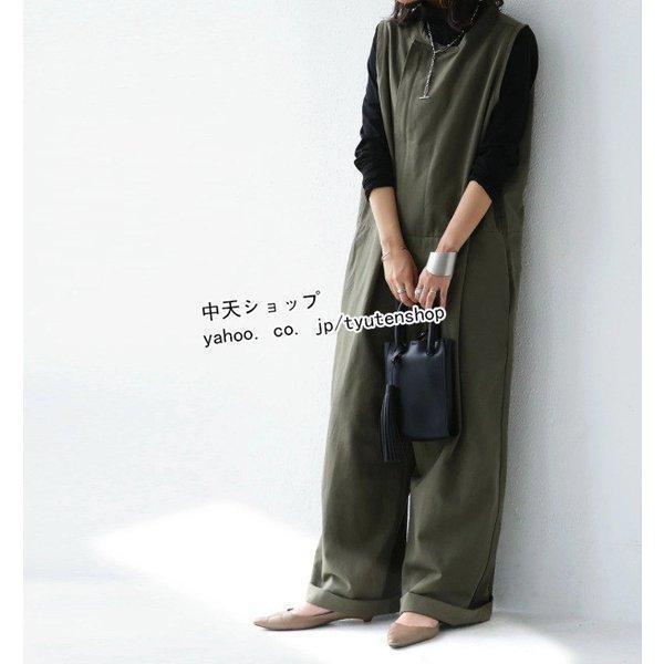 オールインワン レディース ノースリーブ サロペット ワイドパンツ 体型カバー カジュアル おしゃれ 通勤 お出かけ ゆったり 大人 30代 40代 | ブランド登録なし | 06