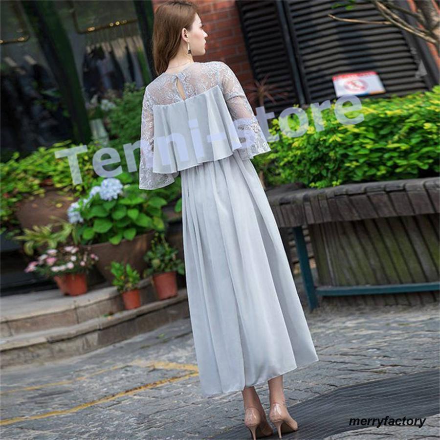 パーティードレス 結婚式 ワンピース ロング丈 大きいサイズ フォーマル レース フリル ドレス マキシ きれいめ 二次会 発表会 春 | ブランド登録なし | 02