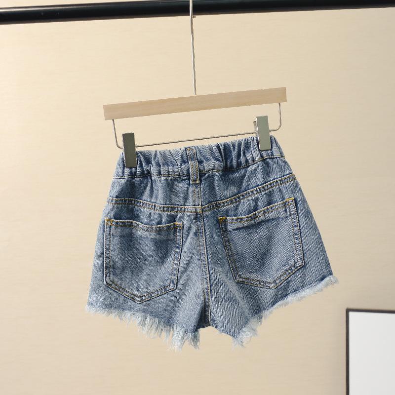 韓国子供服 ジーンズ 女の子 デニムショートパンツ キッズ ウエストゴム ショーパン ダメージ加工 半ズボン 短パン ゆったり カジュアル 女児 子ど |  | 02