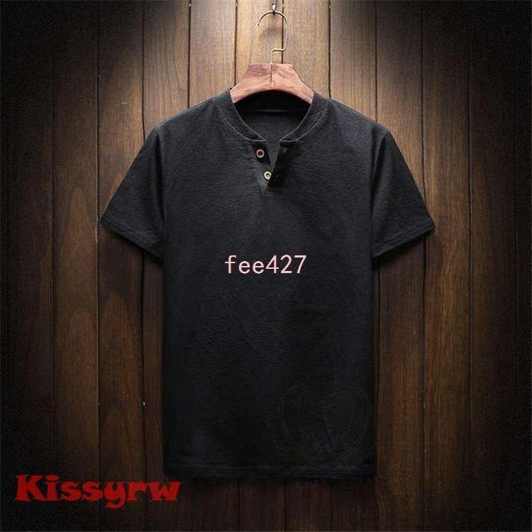 メンズTシャツカジュアルシャツ半袖シャツ無地リネンシャツ夏物ヘンリーネック通気性亜麻インナーイージーお洒落ルームウェア | ブランド登録なし | 04