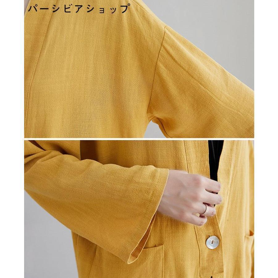 カーディガン レディース 薄手 春 夏 サマー カーディガン 長袖 アウター ジャケット ノーカラー 綿麻 羽織もの スショート丈 羽織り 冷房対策 | ブランド登録なし | 16