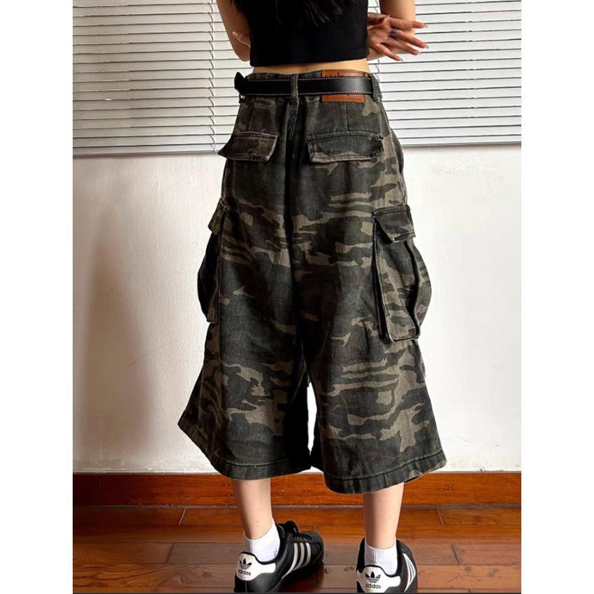 クロップドパンツ 着痩せ 七分丈パンツ 迷彩柄 カーゴパンツ ロング丈 カモフラージュ レディース パンツ 秋 カジュアル | ブランド登録なし | 05