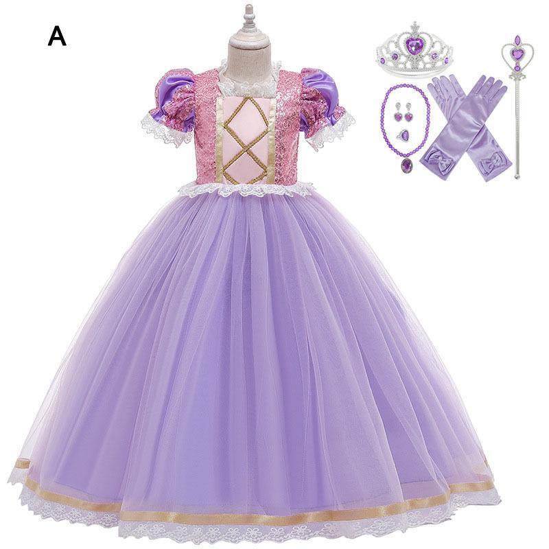 子供服 ラプンツェル 風 ドレス 子ども コスチューム ハロウィン クリスマス 塔の上のラプンツェル 風 Tangled プリンセス ワンピース |  | 05